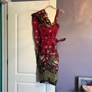 Vixen By Micheline Pitt Tropical Terror Venus Flytrap Sarong SZ Small EUC